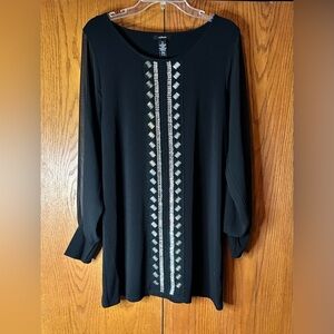 Alfani Black Dress or Tunic with Long Sheer Sleeves Size Medium EUC